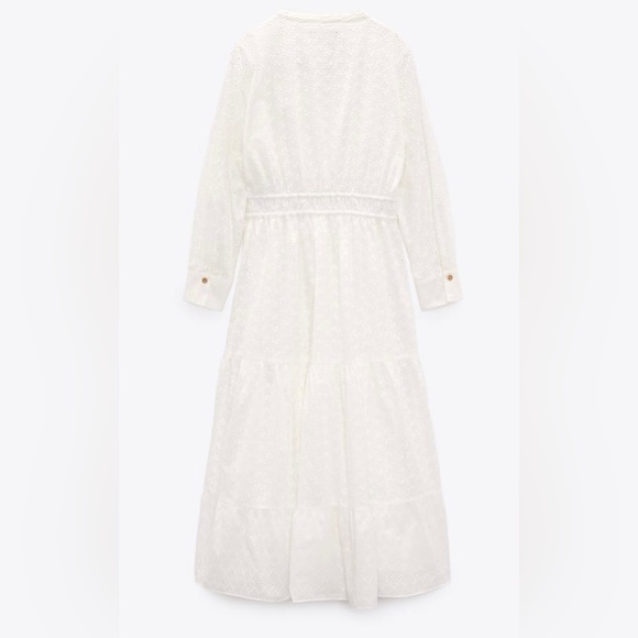 ZARA MIDI RUFFLED COMBINED PERFORATED EMBROIDERY DRESS - Picture 11 of 13